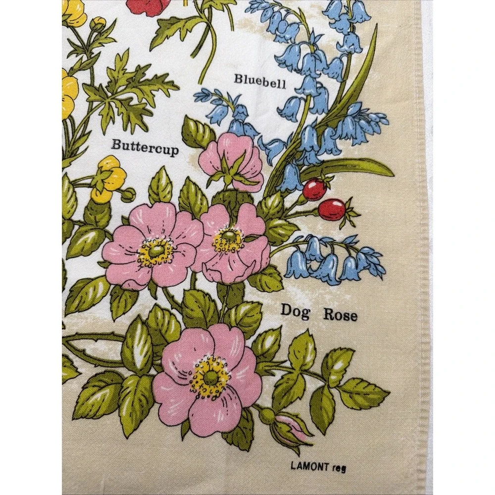 Wild Flower Towel Kitchen Cotton Linen Lamont Design Vintage EUC Made in UK